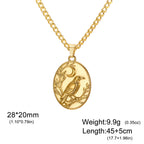 Skyrim Raven Crescent Moon Oval Pendant Necklace Stainless Steel Gothic Witchcraft Amulet Neck Chain for Men Women Jewelry Gift
