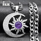Tiger Steel Pendant Wicca Sun Moon Eye Natural