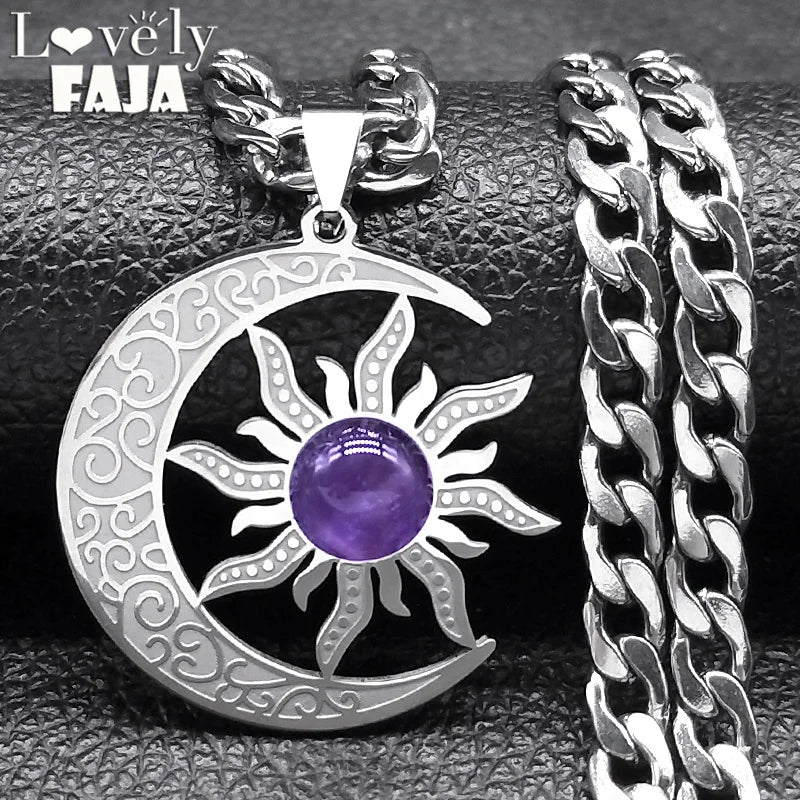 Tiger Steel Pendant Wicca Sun Moon Eye Natural