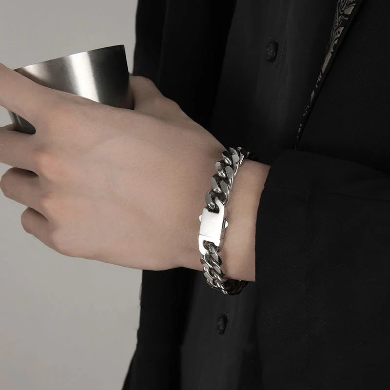 Width 9MM 316L Stainless Steel Encrypted Cuban Chain Bracelet For Men Fashion Hip Hop Party Accessories Boyfriend Gift