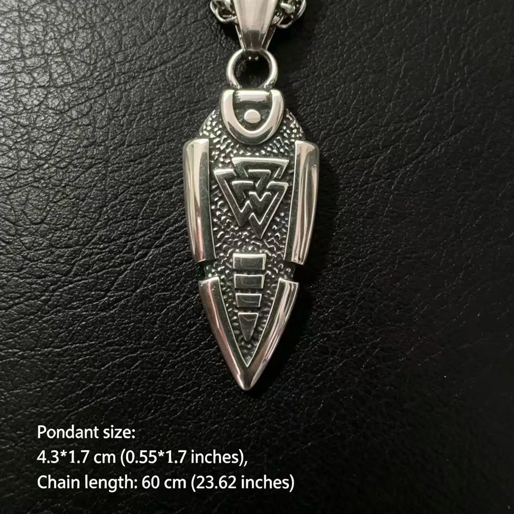 HNSP 316L Stainless Steel Viking Runes Norse Odin Spear Pendant Chain Necklace For Men Jewelry Accessory Gift