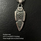 HNSP 316L Stainless Steel Viking Runes Norse Odin Spear Pendant Chain Necklace For Men Jewelry Accessory Gift