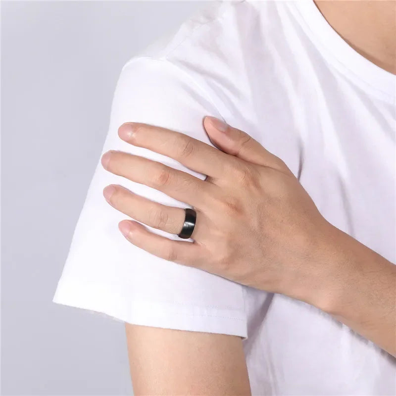 Ceramic Brushed Black Band Ring