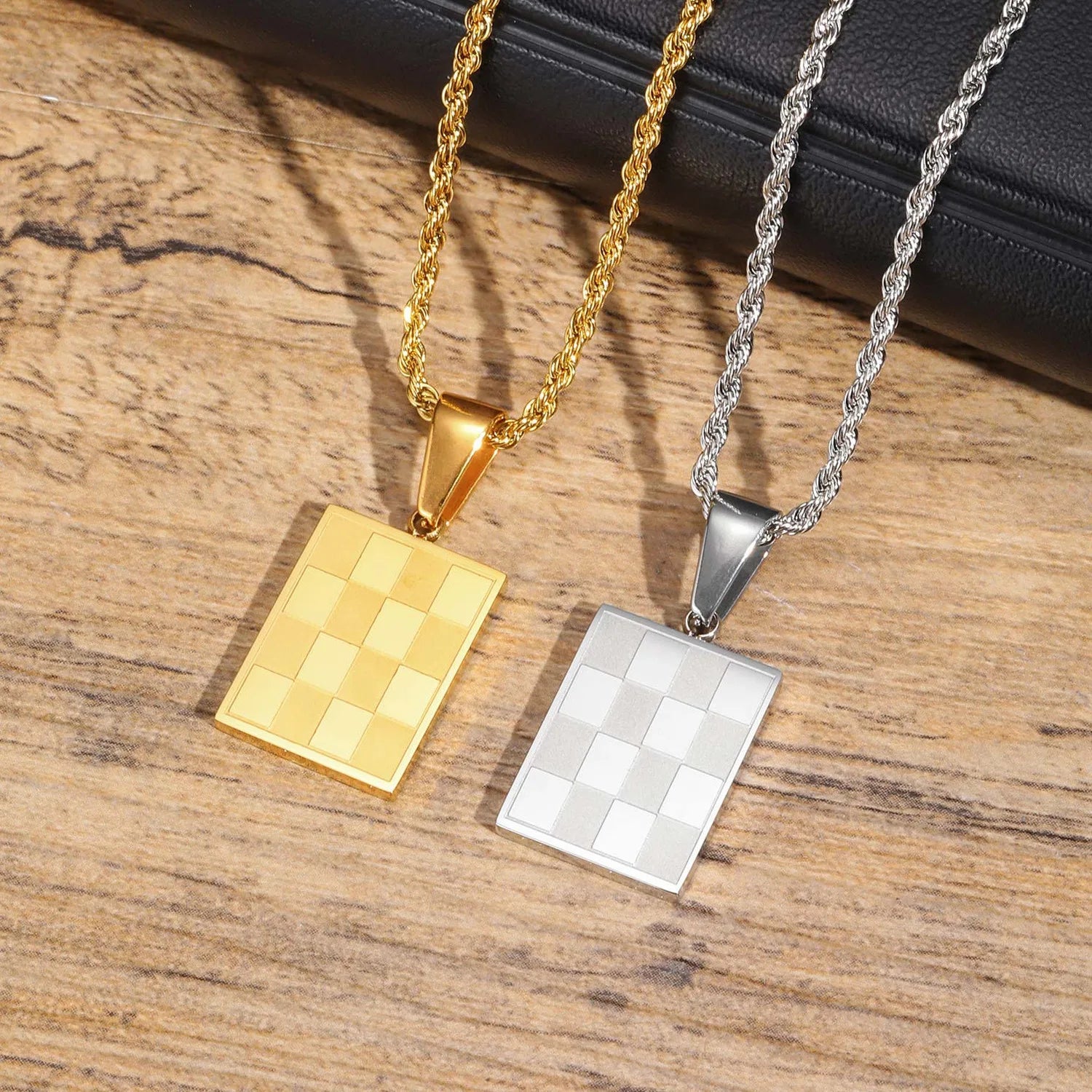 Chessboard Square Pendant — Gold