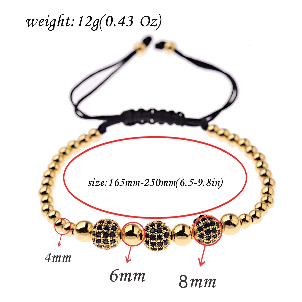 Luxury Micro Pave CZ 8mm Disco Charm Men Bracelet Classic Hematite Beaded Woven Bracelets Bileklik Women Jewelry