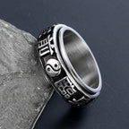 Rotating Yin Yang Ring — Chinese Nine-Character Mantra Amulet