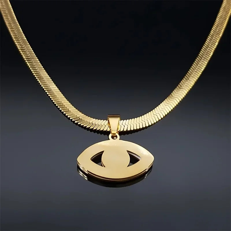 1pc Eye Pendant Necklace Stainless Steel Blue Enamel and Embellishment Suitable for Men and Women's General Couple