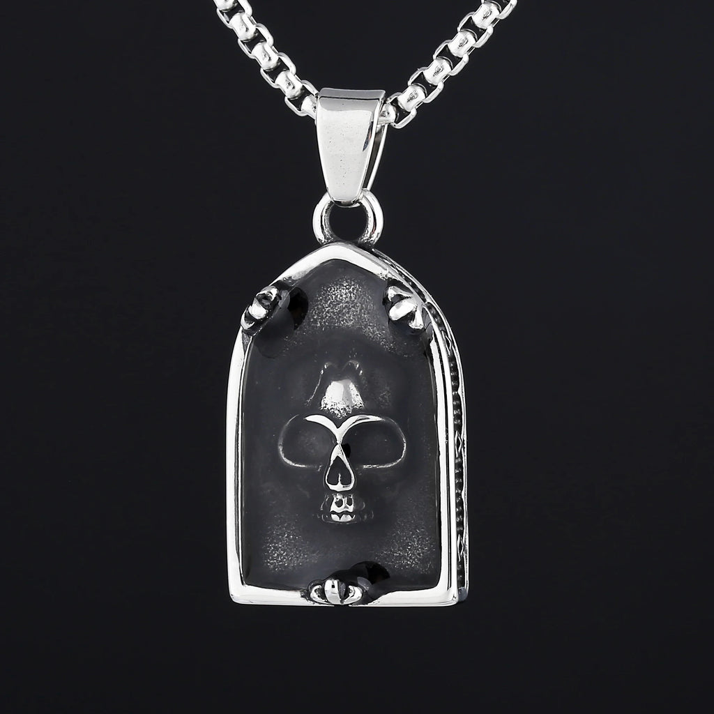 Skull Pattern Pendant Necklace — Stainless Steel