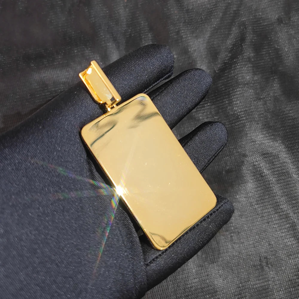 Iced Out Logo Tag Pendant Necklace