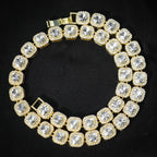 Iced Out Cuban Tennis Chain Necklace 13mm — Two-Tone Square CZ