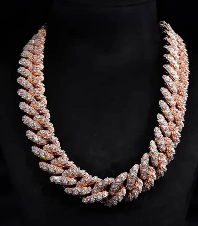 Iced Out Cuban Chain Statement Necklace — Silver-Tone