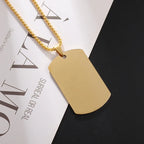 Hip Hop Military Style Stainless Steel Dog Tag Pendant Necklace for Men Women Gold Plated Personalized Id Card Name