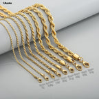 1 piece Gold Black silver Width 2mm/3mm/4mm Rope Chain Necklace/Bracelet For Men Women Man Fashion Chain Necklace