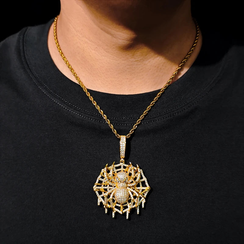 TUHE Hight Quality VVS1 Moissanite Spider pendant 925 Sterling Silver Pendant For Men Hip Hop Jewelry
