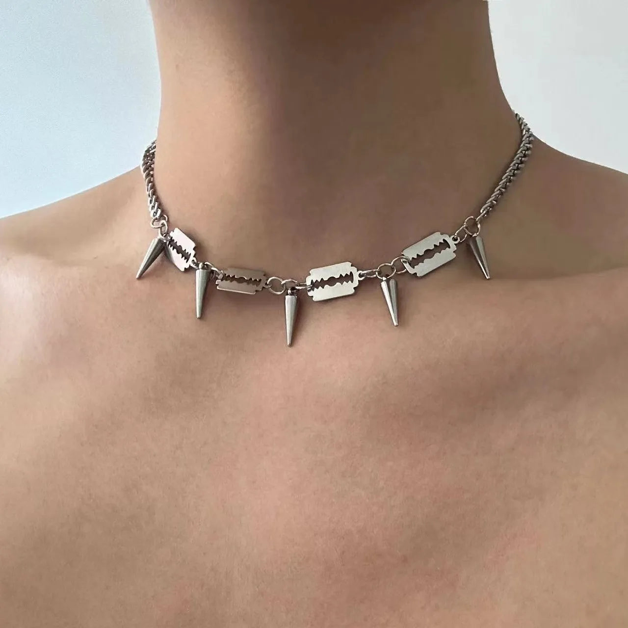 Punk Razor Spike Pendant Necklace