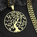 Tree of Life Nature Symbol Pendant Stainless Steel Gold/SilverA color Jewelry Women Men Fashion Necklace Bracelet Accessori
