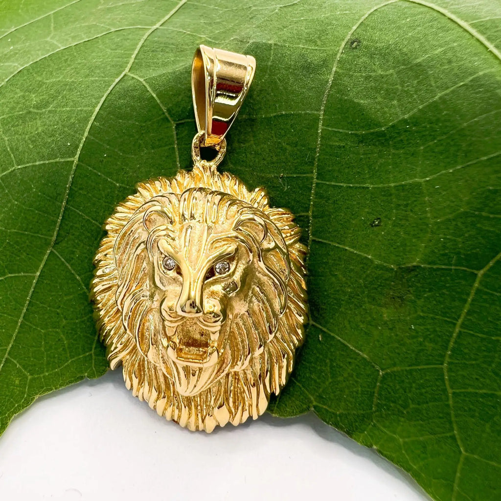 Lion Head Gold Pendant Necklace