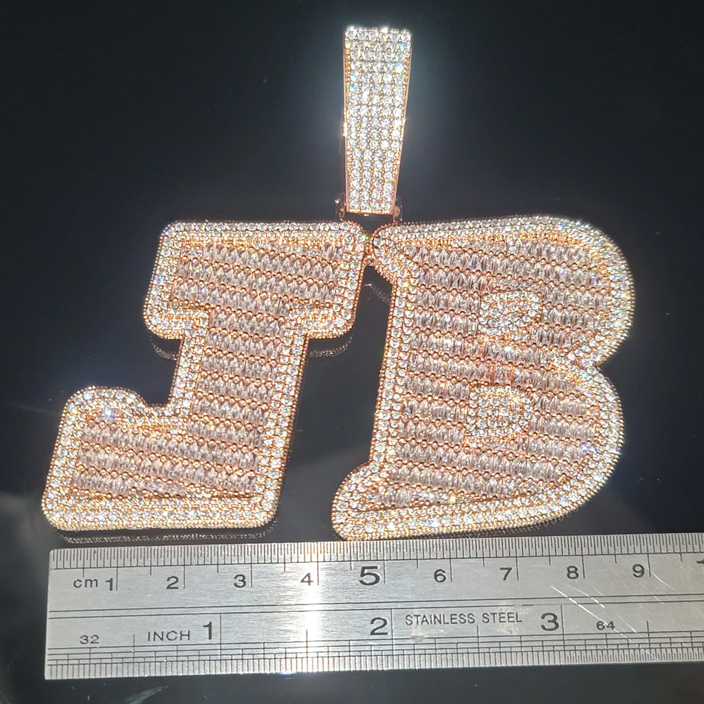 Custom Big Letters Name Pendant With 24MM Cuban Link Chian Personalized Baguettecz Single Initial Hip Hop Jewelry Accessory Gift