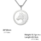 My Shape Punk Wolf Stainless Steel Necklace for Women Men Hollow Animal Wolf On The Hill Pendant Chain Choker Fashion Jewelry