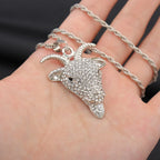 Hollow Goat Animal Pendant Necklace — Two-Tone, Silver & Gold