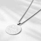 QIMING Dainty Saint George Pendant Necklace For Men Stainless Steel Warrior St. George's Dragon Medallion Mythology