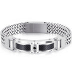 Stainless Steel Bracelet for Men 12MM Width Square Franco Link Chain Men's Bracelets With CZ & Magnet Clasp Gold Color