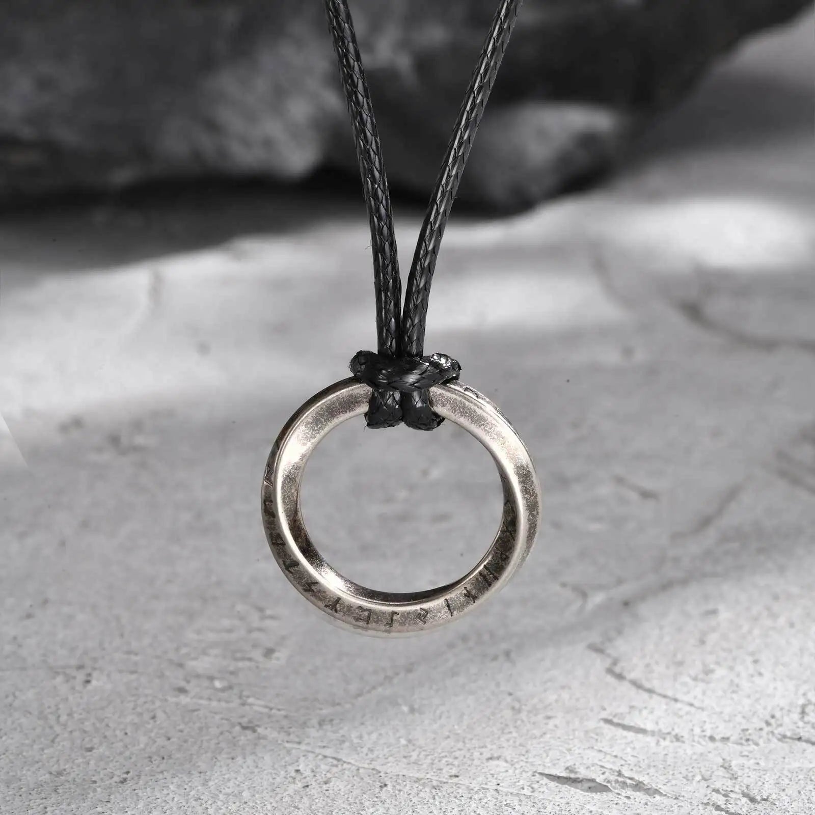 Vicking Round Mobius Necklace for Men,Stainless Steel Pendant with Black Wax Rope,Classic Jewelry Gift to Husband