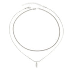 Hip-hop Fashion Double Layer Fold Wear Rivets Pendant Necklace Stainless Steel Clavicle Chain for Men Jewelry Accessories Gifts