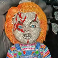 Colorful Moissanite Doll Pendant Necklace 18K Gold Plated Hip-Hop Style Statement Rapper Jewelry Pendant Gift for Men Boy Friend