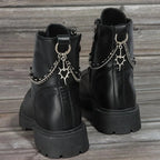 2Pcs Gothic Spiky Hollow Heart-Shaped Black Bead Double-Layer Boot Chain Metal Shoe Decoration, Suitable for All Kinds