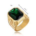 Square Stone Masonic Ring — Stainless Steel