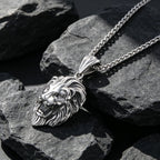 1PCS Cross-Border Non-Fading Stainless Steel Vintage Lion Necklace, Unique Lion Head Pendant, Men's Fashion Trendy Item