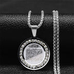 Muslim Islamic Religious Stainless Steel Crystal Necklace Women Islam Quran Allah Pendant Necklaces Arabic Jewelry