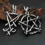 Classic Vintage Seal of Lucifer Satanic Pendant Stainless Steel Black Simple Pentagram Group Necklace For Men Biker