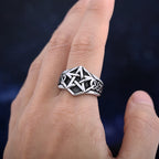 Polished Star Pattern Party Ring — Stainless Steel