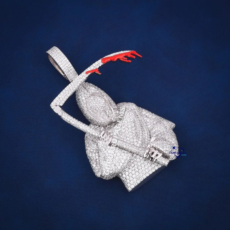 LYEE CYEE Custom Soul Collector Pendant. Iced-Out Grim Reaper with Blood-Red Detail. Your Fearless Statement. pendant