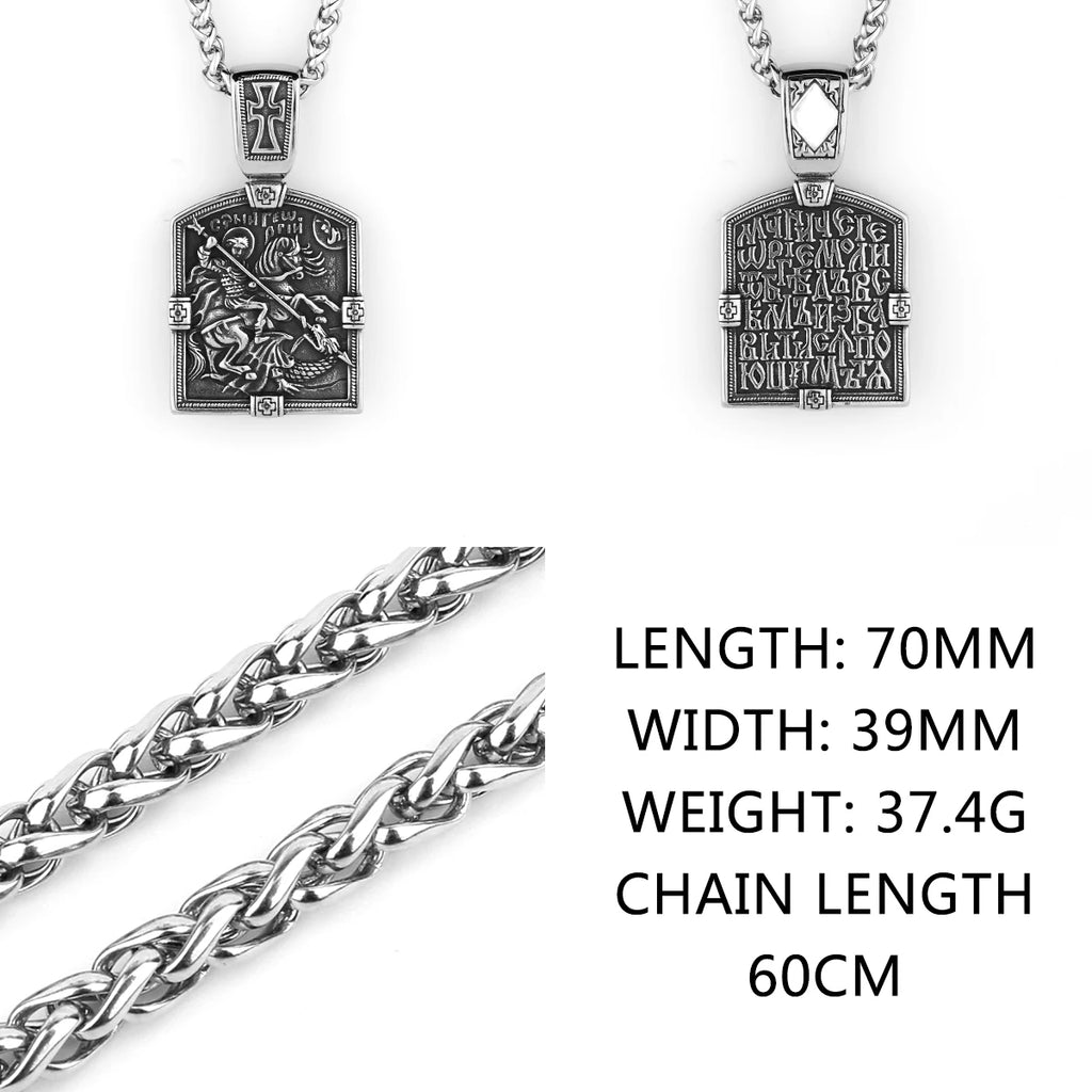 Saint George Cross Pendant Necklace — Stainless Steel