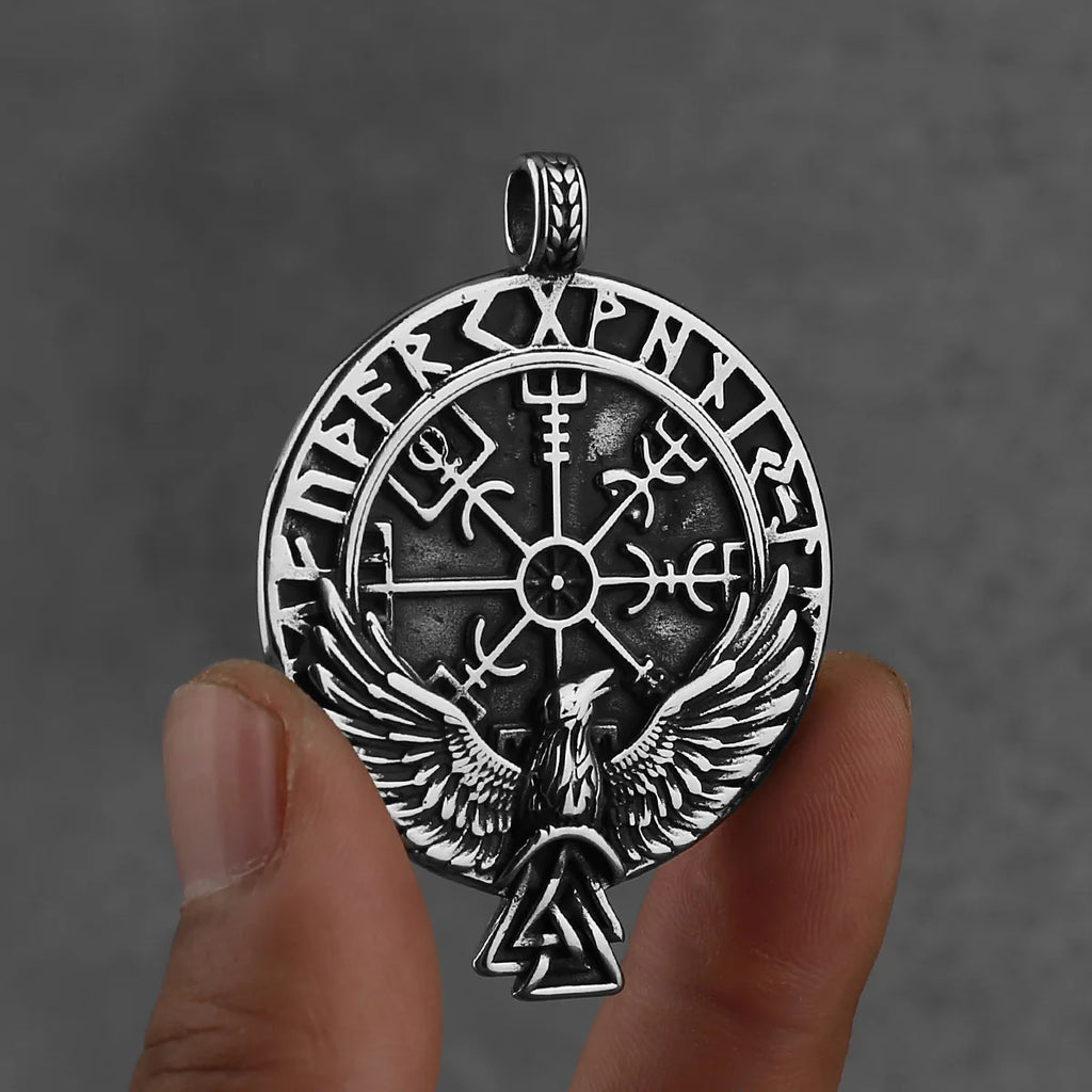 Viking Raven Stainless Steel Pendant Necklace