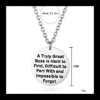 Round Brand Pendant Necklace — Stainless