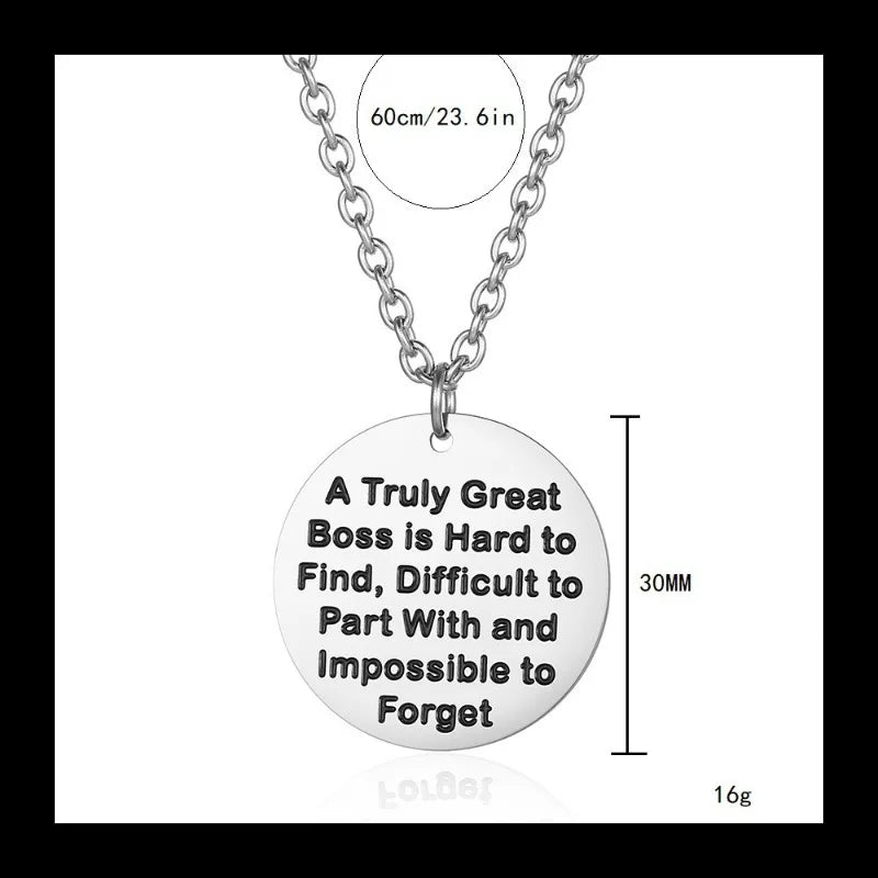 Round Brand Pendant Necklace — Stainless
