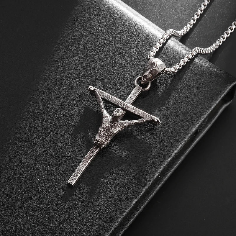 Vintage Catholic Cross Pendant Necklace — Amulet