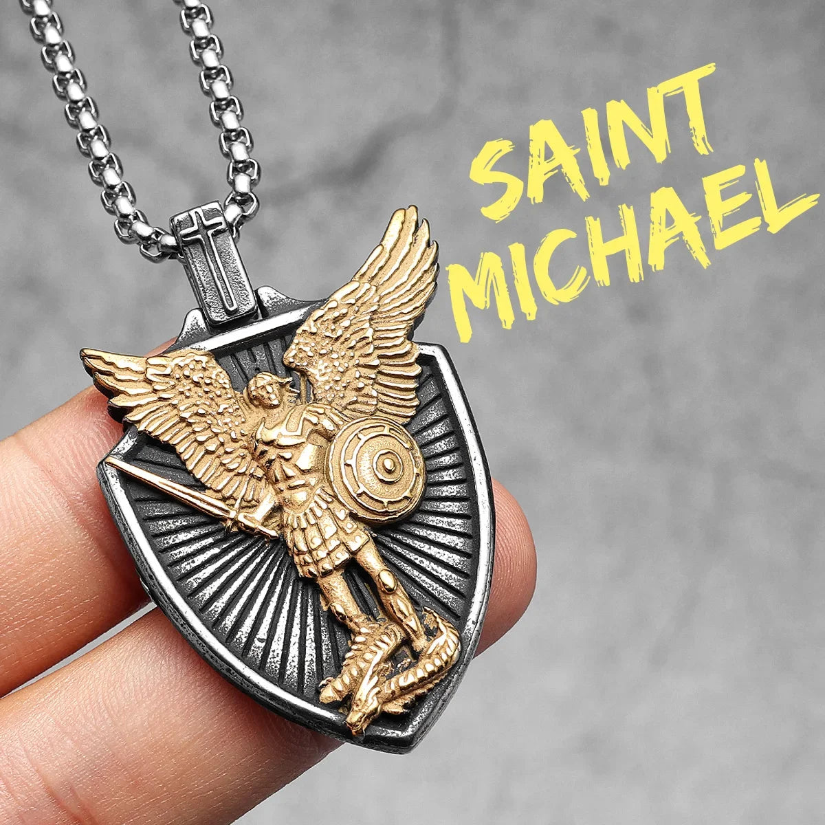 Arch Angel St.Michael Cross Wing Stainless Steel Men Necklaces Pendant Chain Amulet For Women Fashion Jewelry Gift