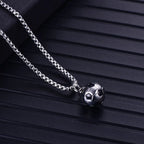 Football Pendant Box Chain Necklace — Stainless Steel