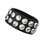 Classic Adjustable Size Rivet Bangle Square Wide Rows Nails Spike Cuff Bracelet PU Leather Bracelets Bangle Men Women