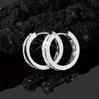Silver Punk Hoop Earrings For Men Cubic Zirconia Huggie Cartilage Cuff Hypoallergenic Earrings Jewelry
