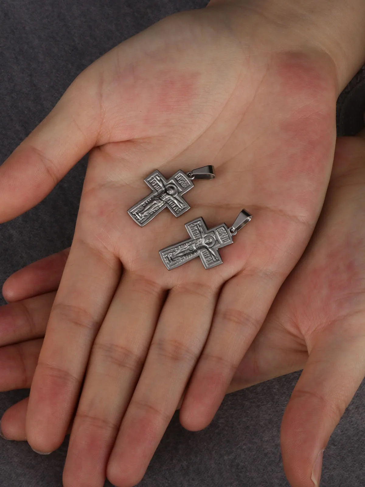 Russian Orthodox Crucifix Cross Pendant — Stainless Steel