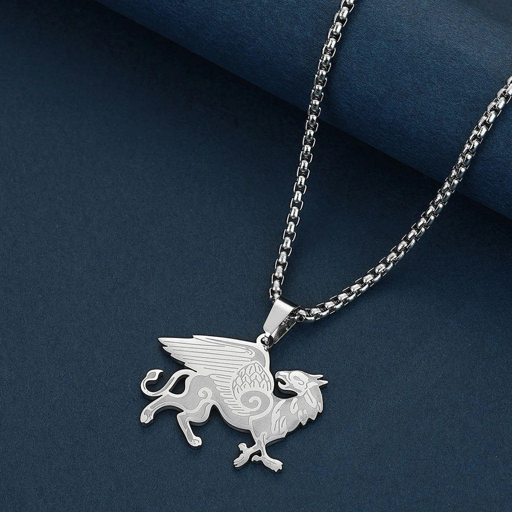 Anglo-Saxon Griffin Pendant Necklace — Stainless Steel