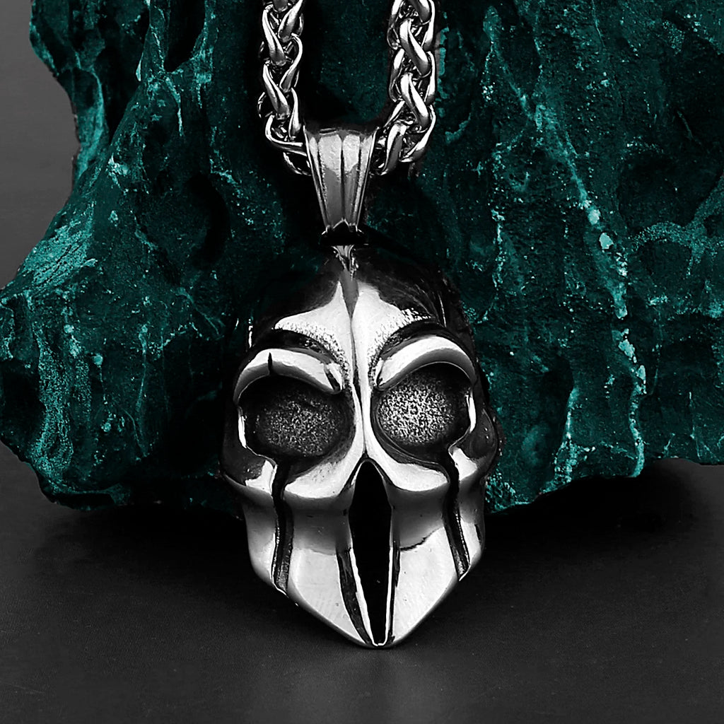 Stainless Steel Spartan Mask Men's Necklace Knight Helmet Mask Amulet Hip Hop Handmade Pendant Jewelry Creative Wholesale