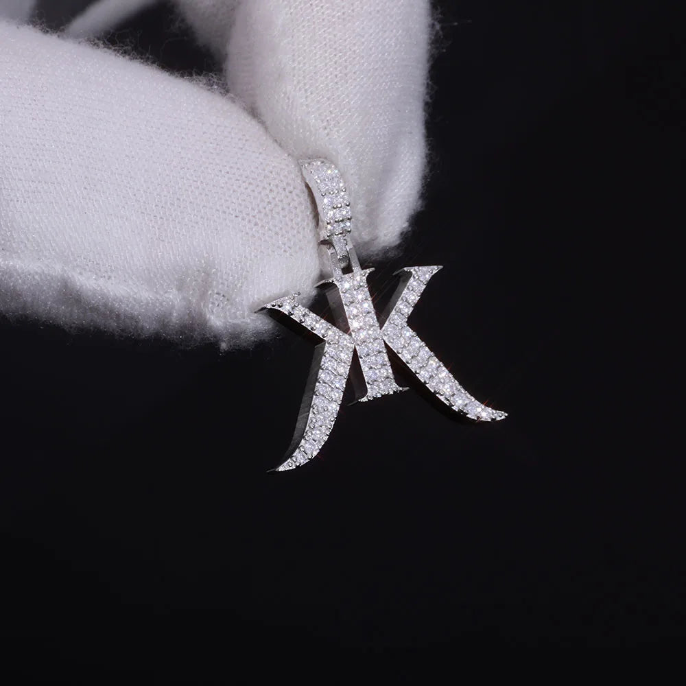 Silver 925 Iced Out Letter Pendant Moissanite