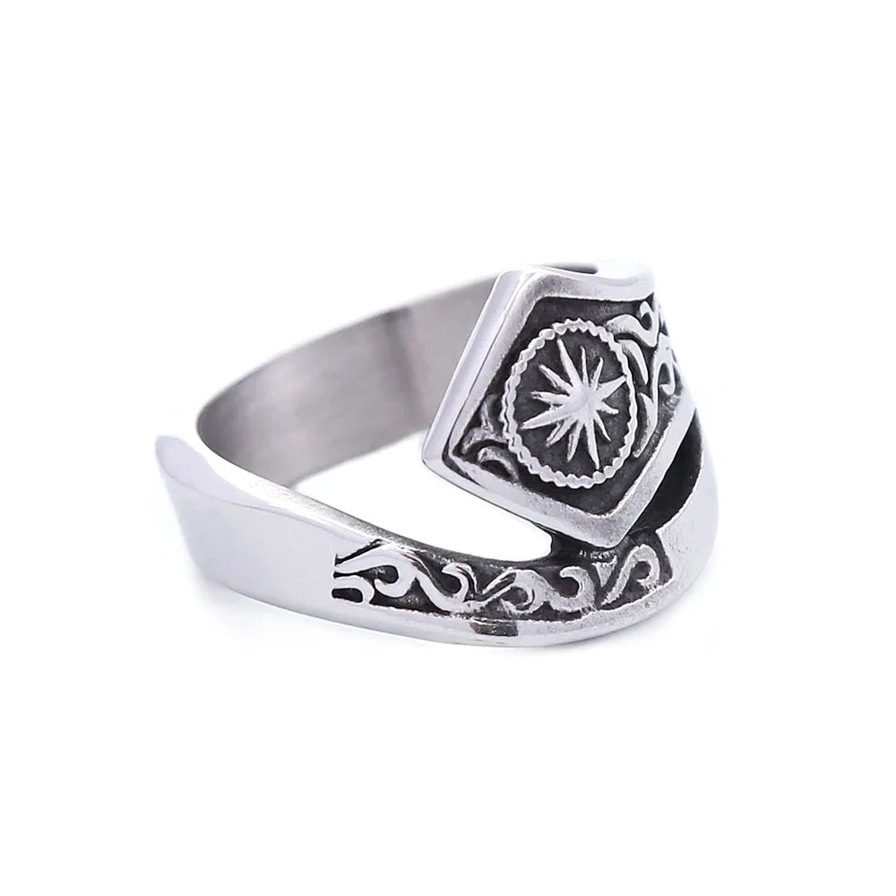 Sun Steel Ring Vintage Indian Style God 316L Punk